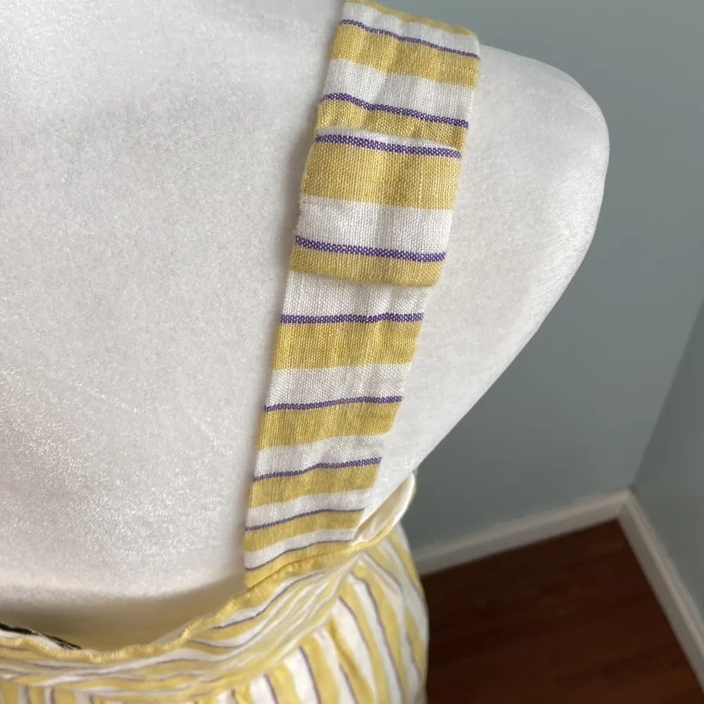 Rachel Zoe Midi Dress 100% Linen Stripe Button Front Size 10 - Image 7