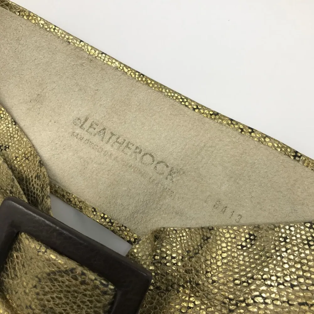 Leatherock 90s Python metallic gold leather embossed metallic wide wrap belt M - Image 6