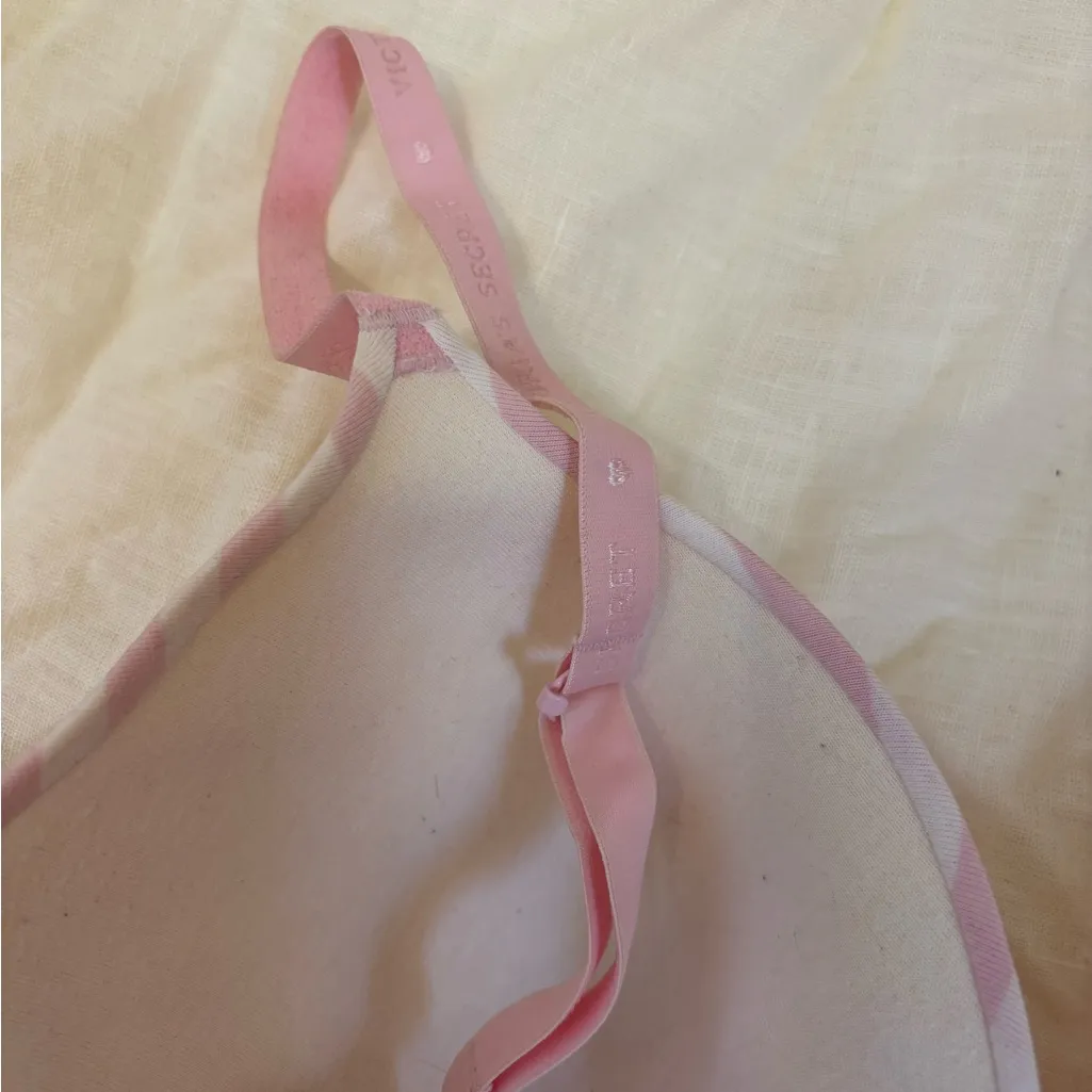 Victoria's Secret Vintage Y2K push up demi bra striped pink 34D - Image 4