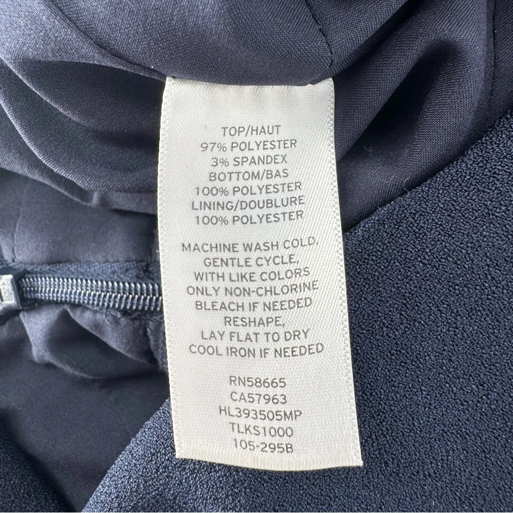 Chelsea28 V-Neck Sleeveless Navy Dark Blue Gray Checkered Jumpsuit Tie Size 12P - Image 11