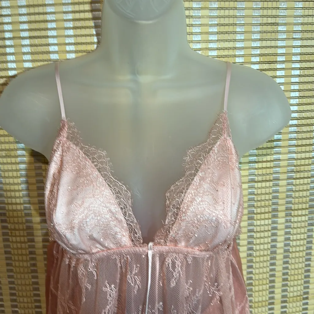 Victoria's Secret Pink Lacy Two Piece CroppedCami Teddy & Sleep Shorts Set Large - Image 2