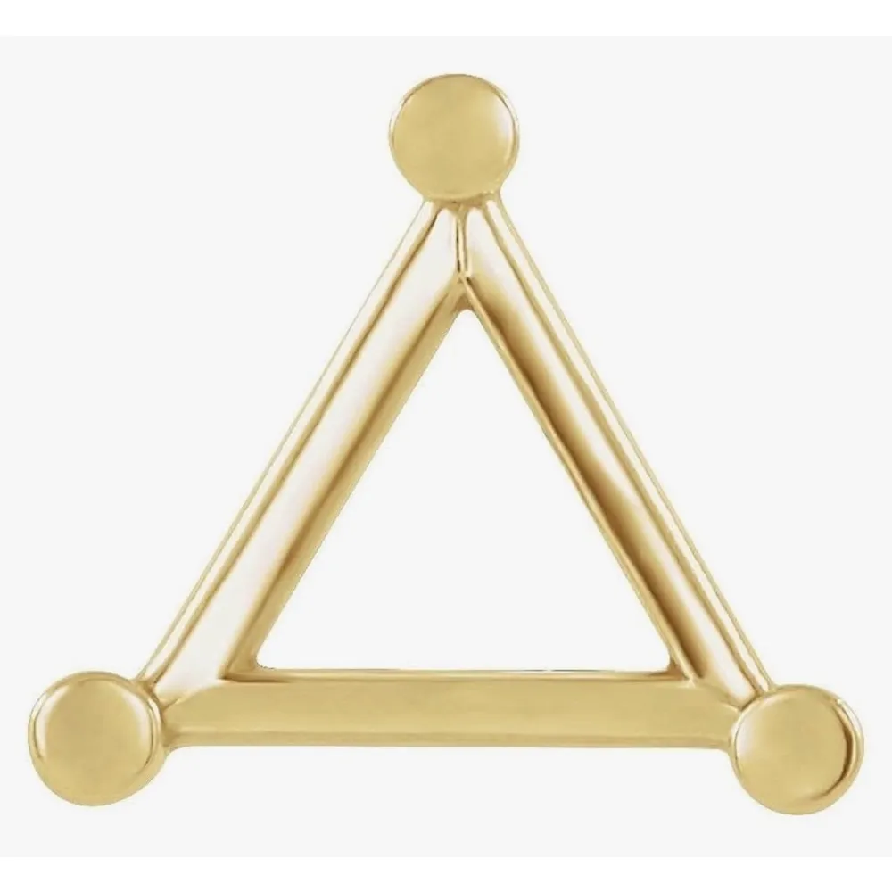 Trillion Cut Simulated Diamond, Gold Plated Silver Triangle Pendant, 6.4mm - Image 5