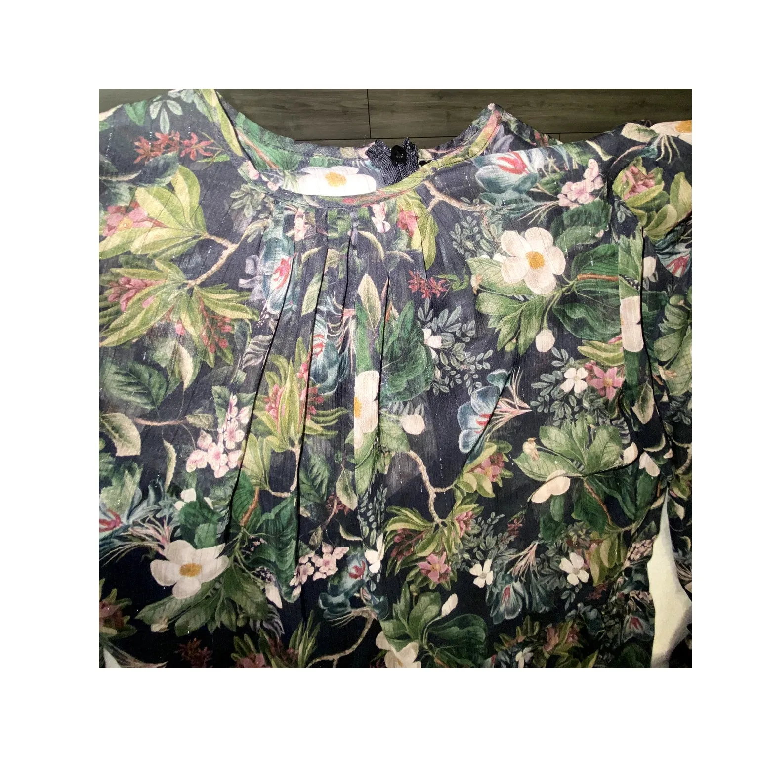 Generation Love Womens Floral Sheer Long Sleeve Tiered Midi Dress Size Small - Image 5