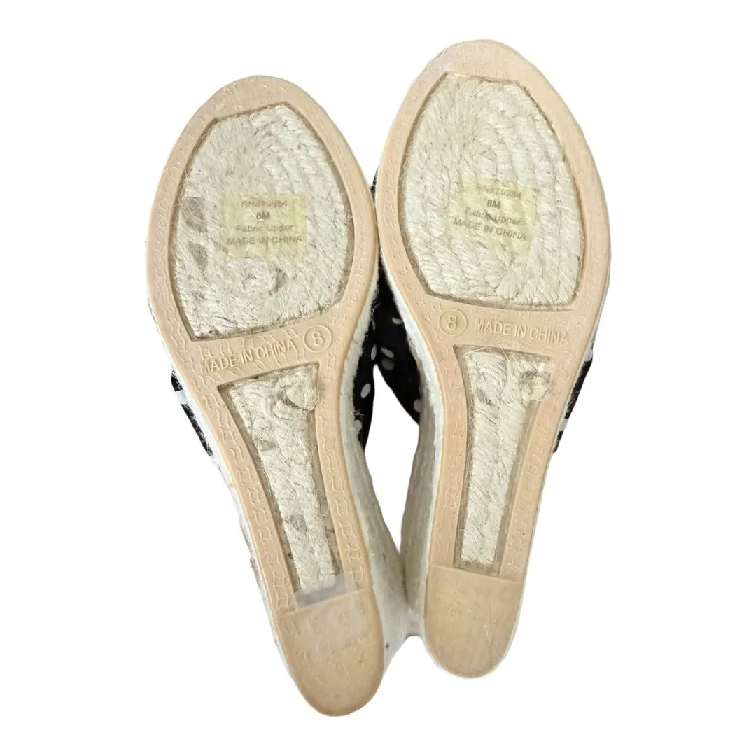 CHICOS Womens Open Toe Wedge Espadrille Sandals US 8 Black & White Polka Dot NWT - Image 6