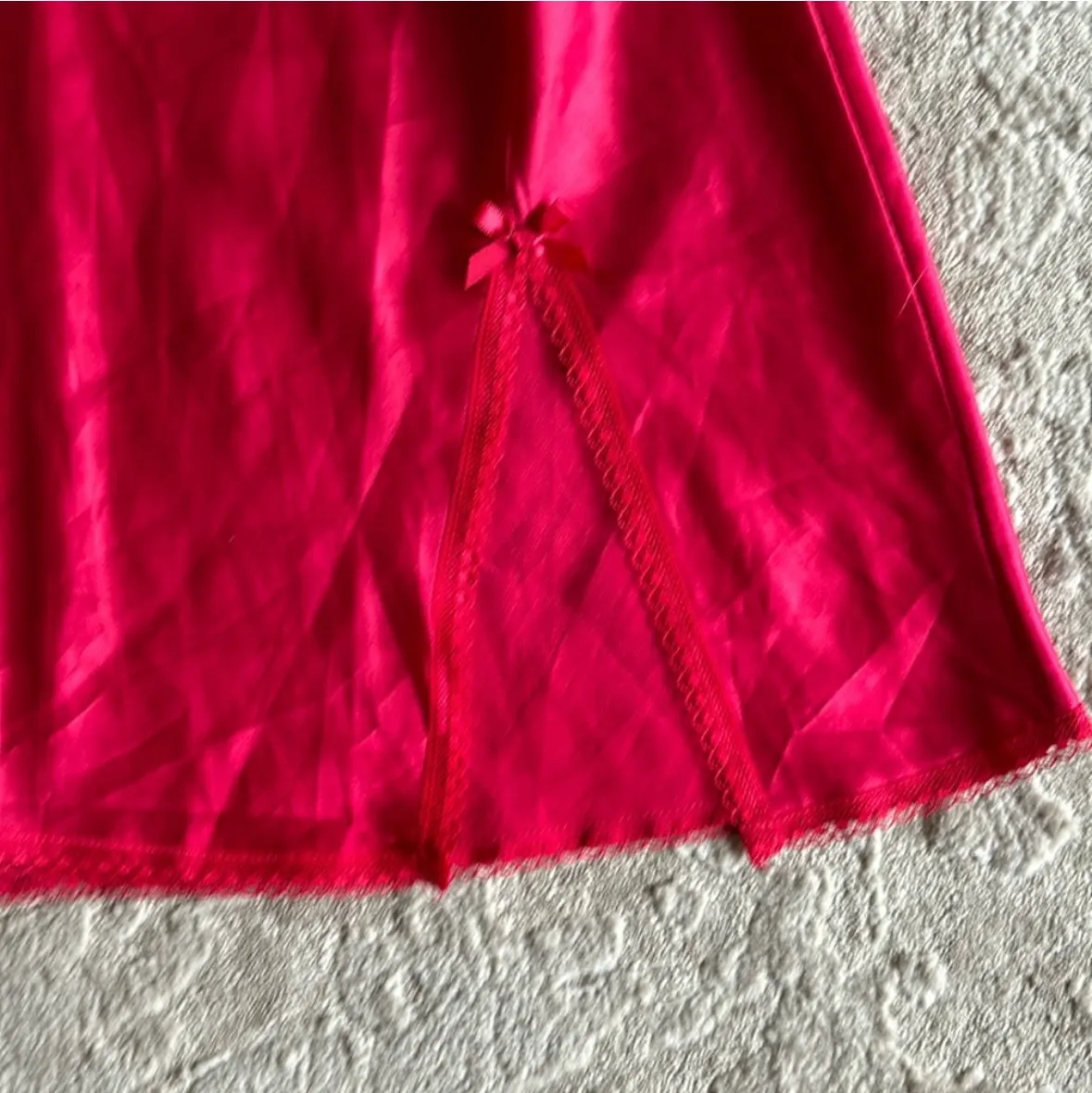 Y2k Victoria’s secret angels satin red lace trim slip chemise dress  - Image 5