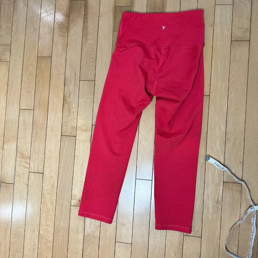 OLD NAVY ELEVATE Perforated Detail Go-Dry Coral Pink Orange Leggings size XS - Image 6