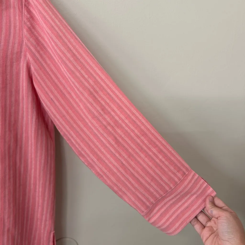 Fridaze Pink Linen Striped Button Up Top Sz L Size L - Image 2