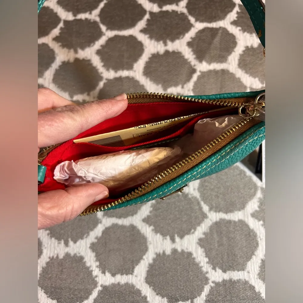 Dooney & Bourke NWT Turquoise Leather Mini  Shoulder or Wristlet  Bag summer fun - Image 7