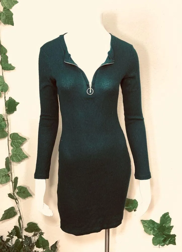 Heart Hips Green Sweater Henley Dress - Image 5