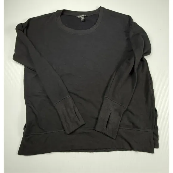 Athleta Pranayama Restore Crew Neck Long Sleeve Top Thumb Holes Black‎ M - Image 5