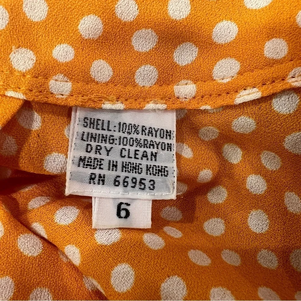 Vintage Orange Polka Dot Knee Length Dress Size 6 - Image 9