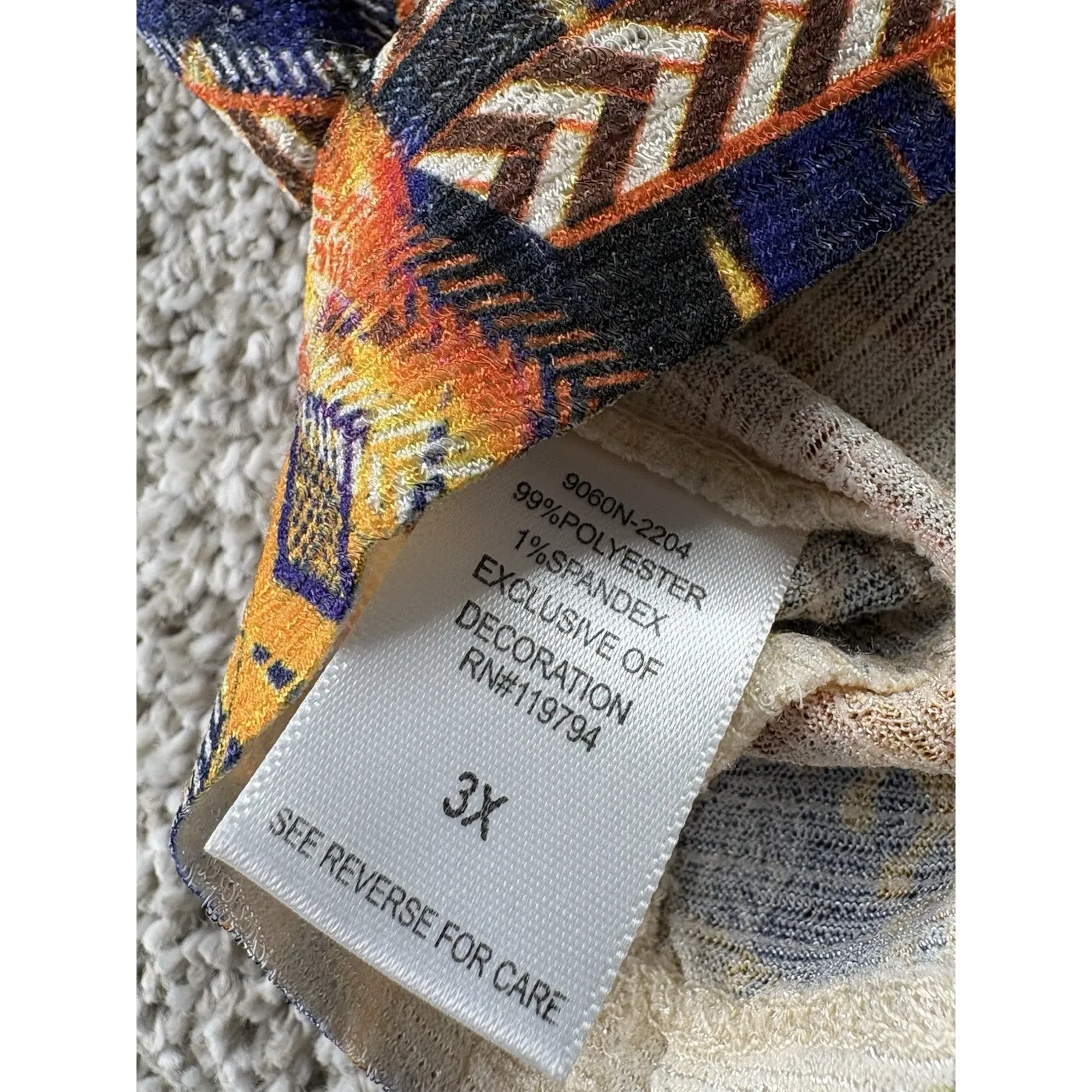 Citron Santa Monica women's 3X Boho tunic Top Tribal rhinestone V - Image 6