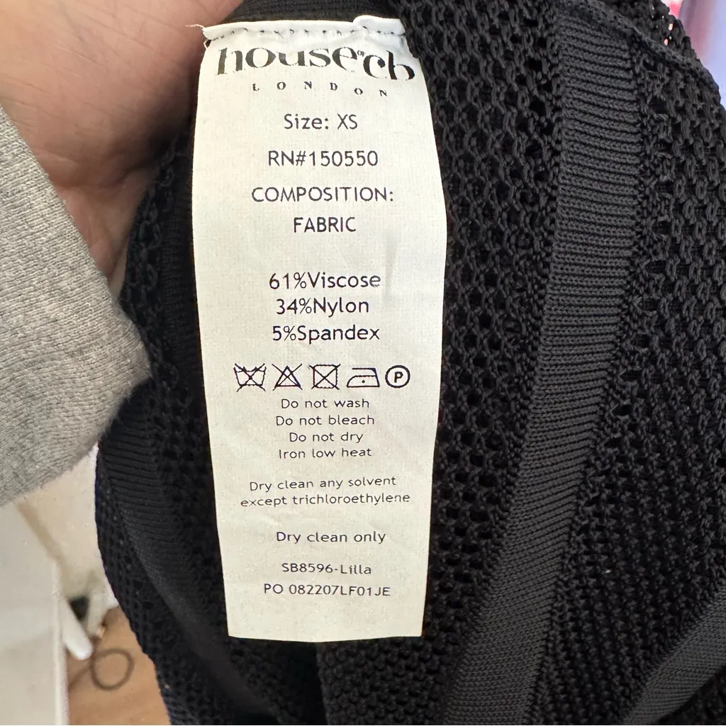 HOUSE OF CB 'Lilla' Black Openwork Knit Midi‎ Dress NWOT size S - Image 6