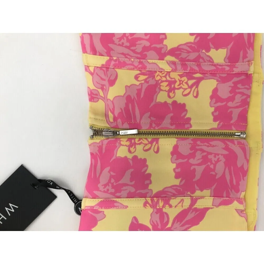 White Fox Boutique White Fox Womens  Top Cropped Floral Boho Off Shoulder White Pink/Yellow Size‎ L - Image 4