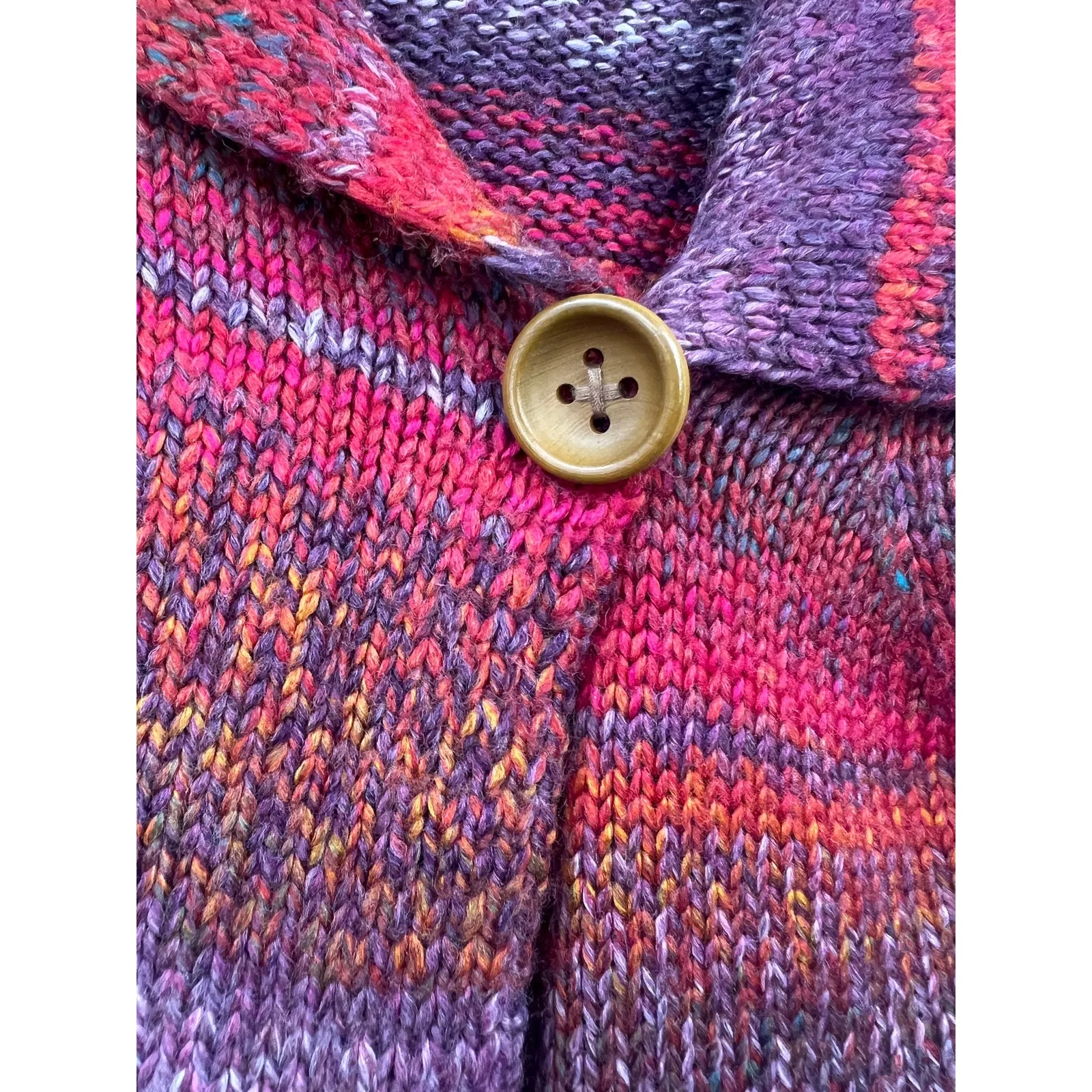 J. Jill Sweater Womens Burgundy Stripe Wool Blend Knit Cardigan‎ Size Small - Image 5