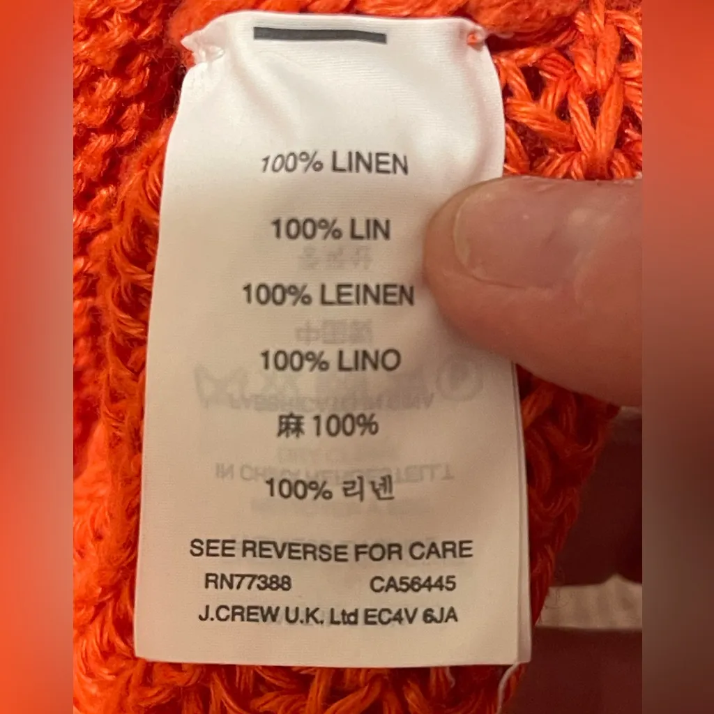 J. Crew Vibrant Orange Knit Linen Sweater High Lo Preppy Colorful 🧡 - Image 8
