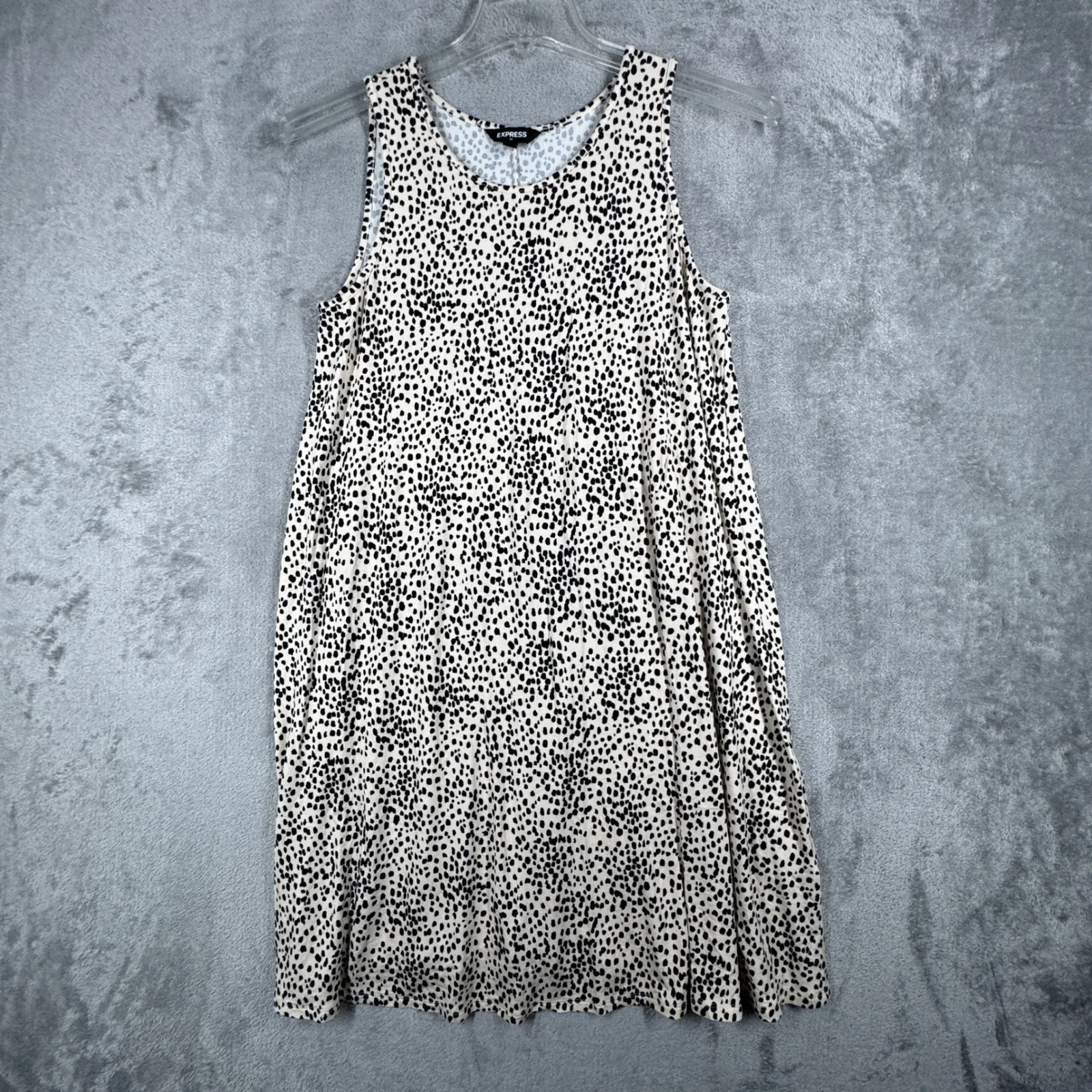 Express Dalmatian Dot Tank Dress Women M Black White Sleeveless Casual Easy Wear - Image 3