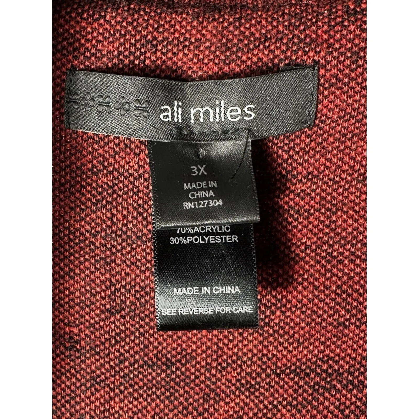 Ali Miles Sz 3X Plaid Open Front Fringe Faux Fur‎ Cozy Red Black Cardigan #F9 - Image 3