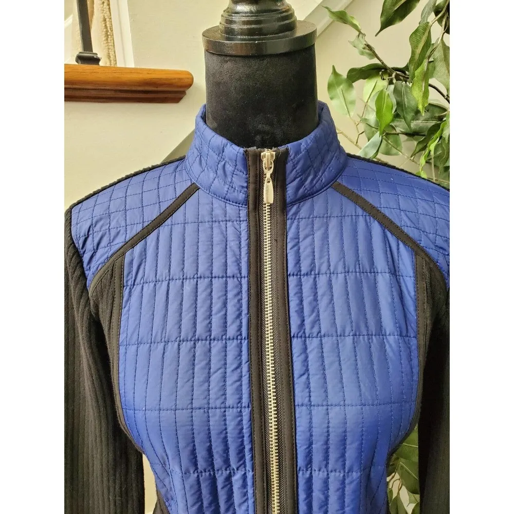 Zenergy By Chicos Women's Black Blue Cotton Long Sleeve Full Zip Front Jacket 1M - Image 2