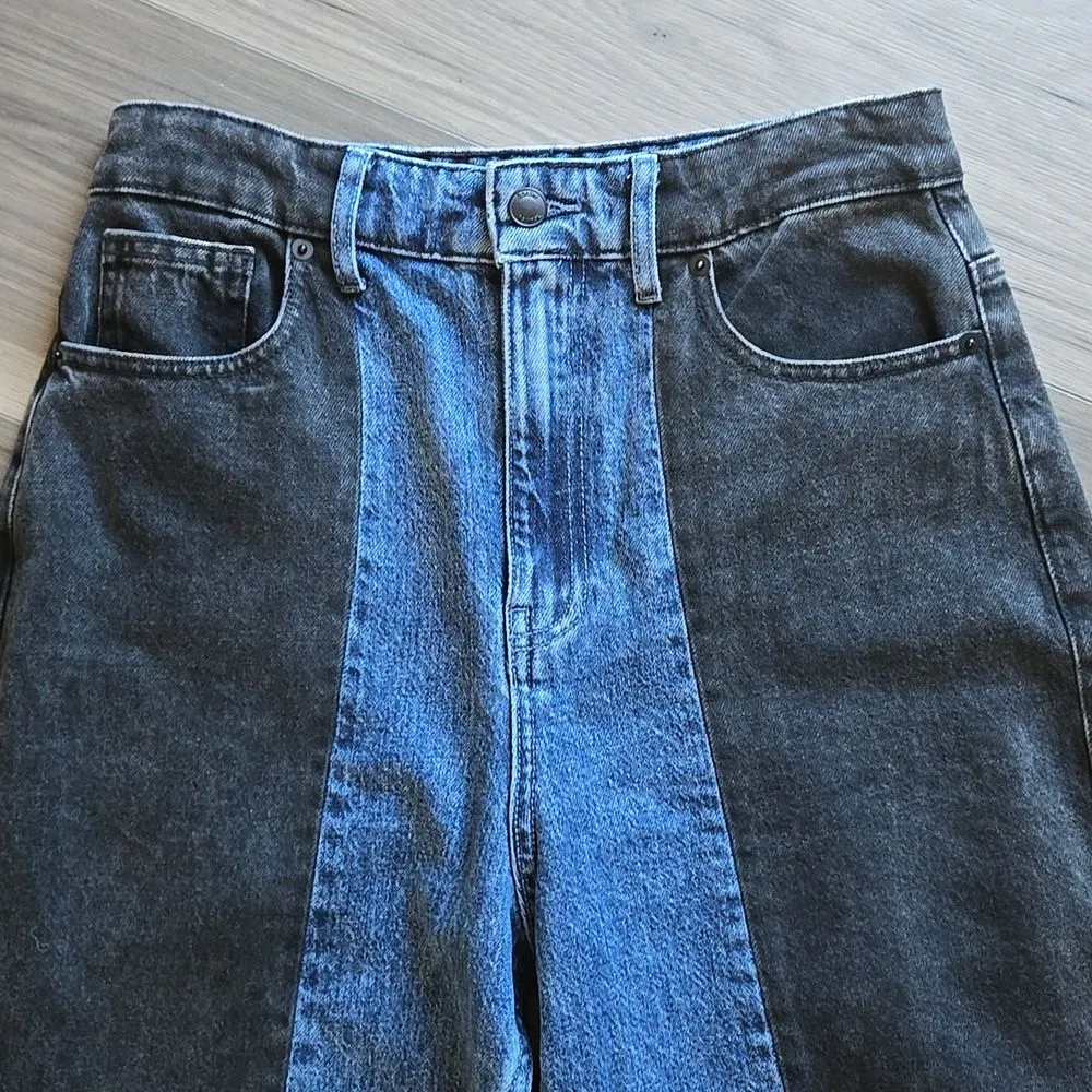 Two Tone Baggy Jeans (size 28 R) Y2K Color block E - Image 2