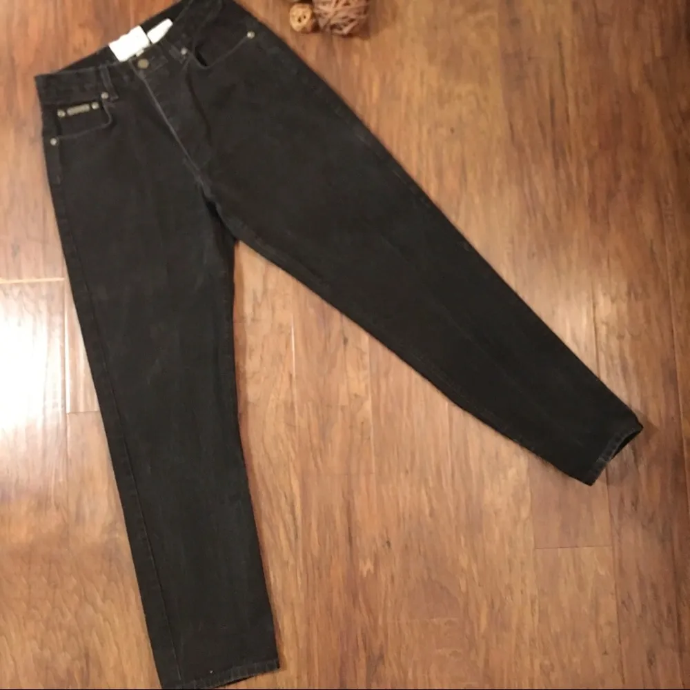 Oscar de la Renta Vintage Jeans Womens High Waist Taper Leg Black Mom Je… - Image 3
