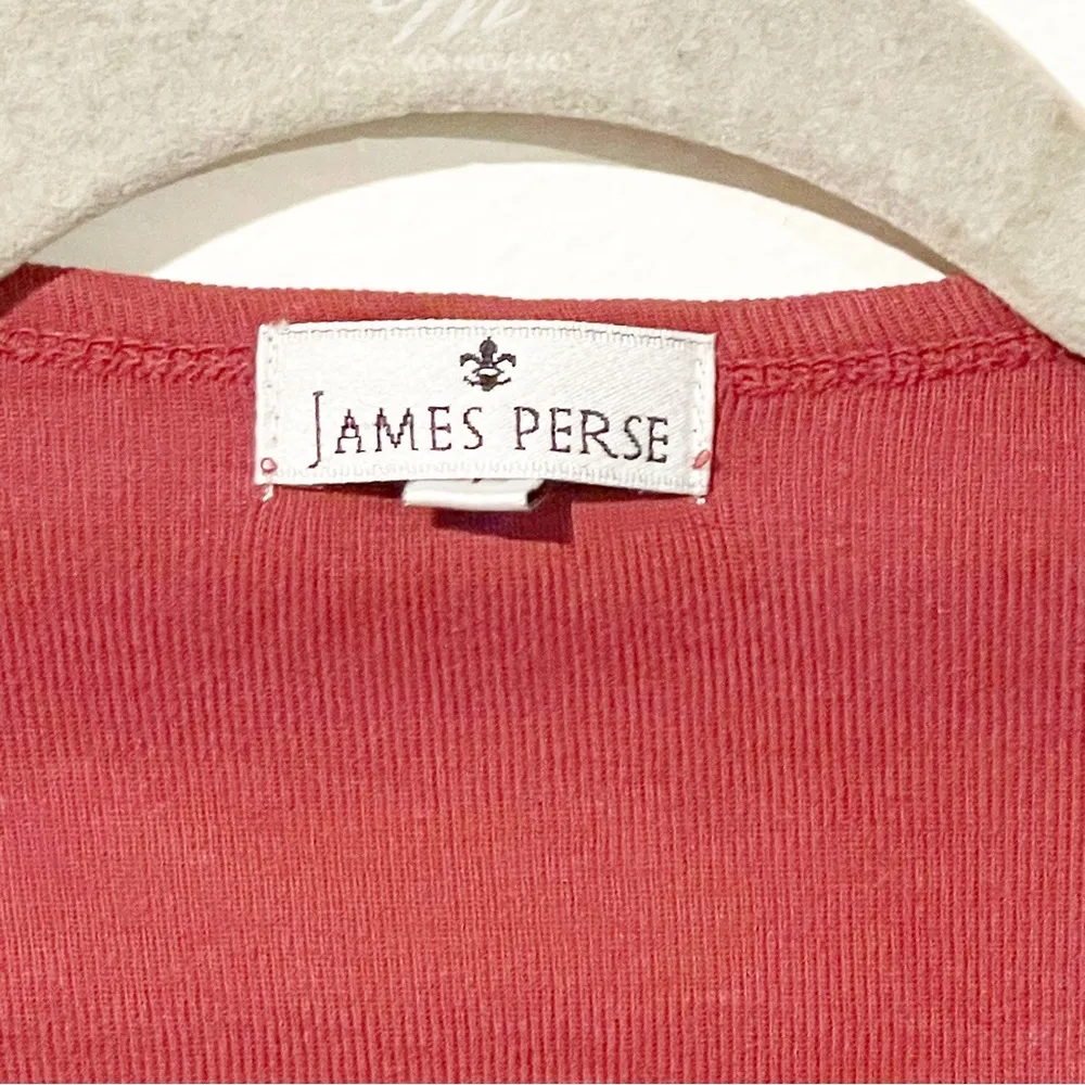 James Perse Size 1/Small Red Quarter Sleeve Boat Neck Knit Top - Image 2