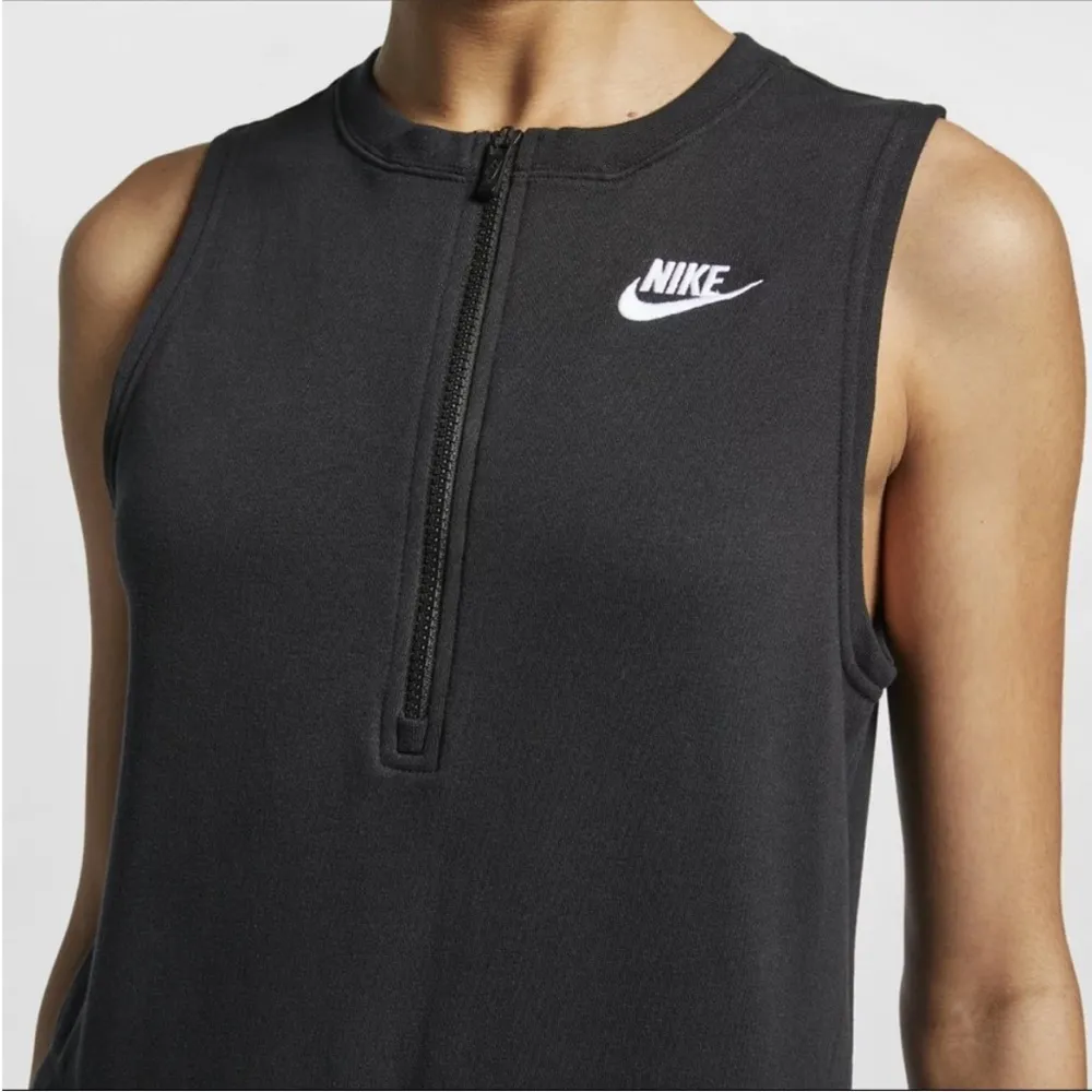 Nike Sportswear Club French Terry Romper Jumpsuit Crop Gaucho Wide Leg Black - Image 3