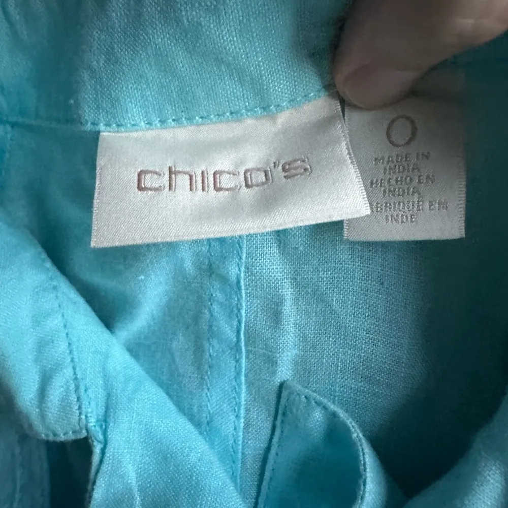 Chico's  Womens Size Small 100% Linen Blue Blazer Jacket - Image 10