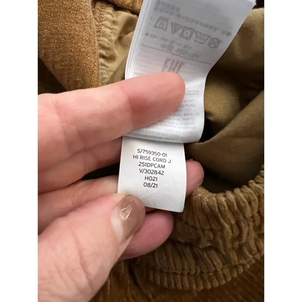 GAP High Rise Corduroy Pants Brown Camel Elastic Waist Relaxed Straight Leg Size - Image 4