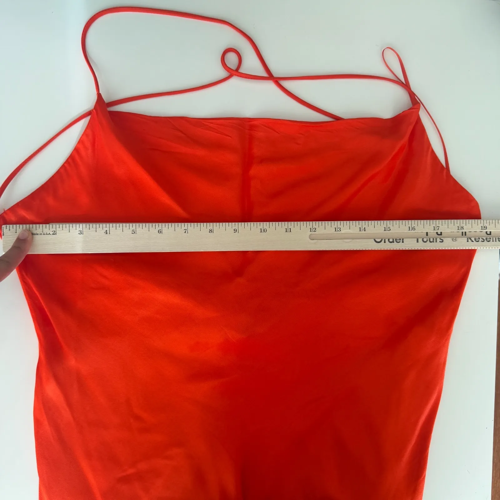 Zara Dress Womens Medium Orange Satin Silky Slip Cowl Neck Date Night Romantic - Image 8