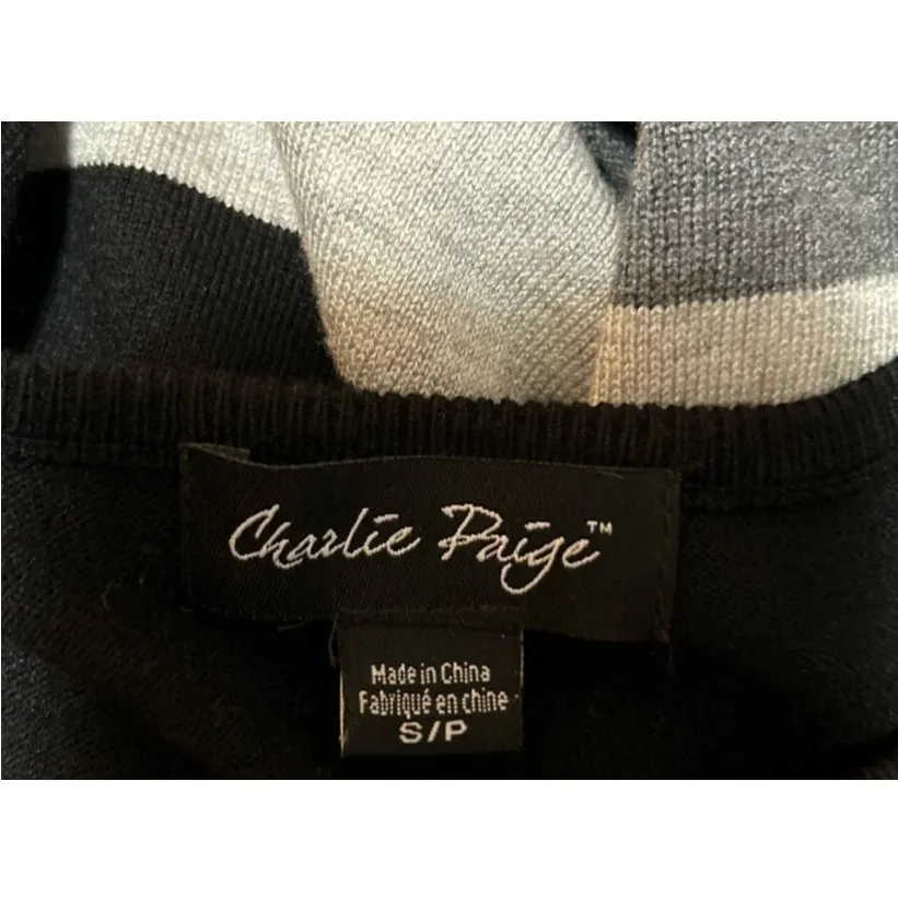 Charlie Paige‎ Women's Black Gray Light Gray Long Sleeve Sweater Dress Size S - Image 3