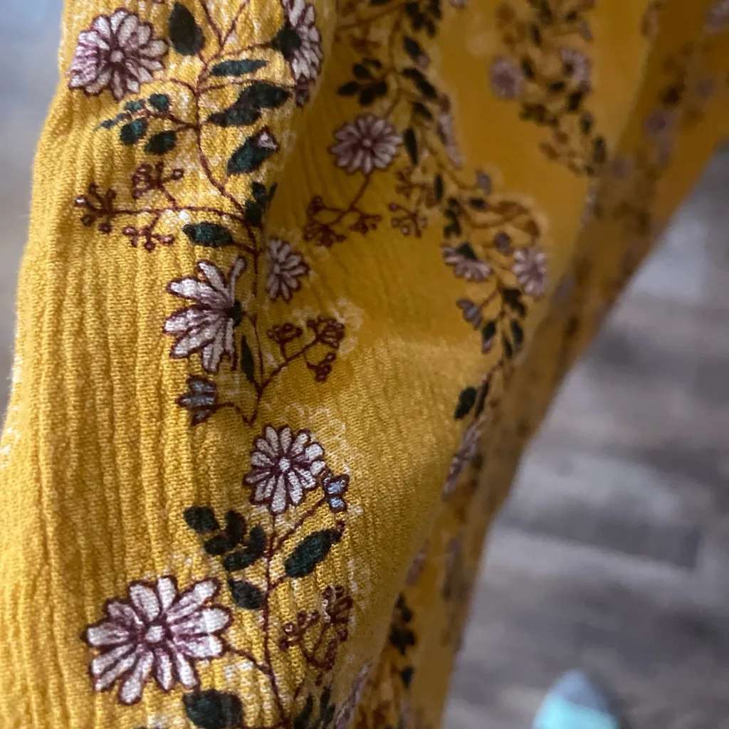 Mustard Floral Off-Shoulder Blouse - Image 4