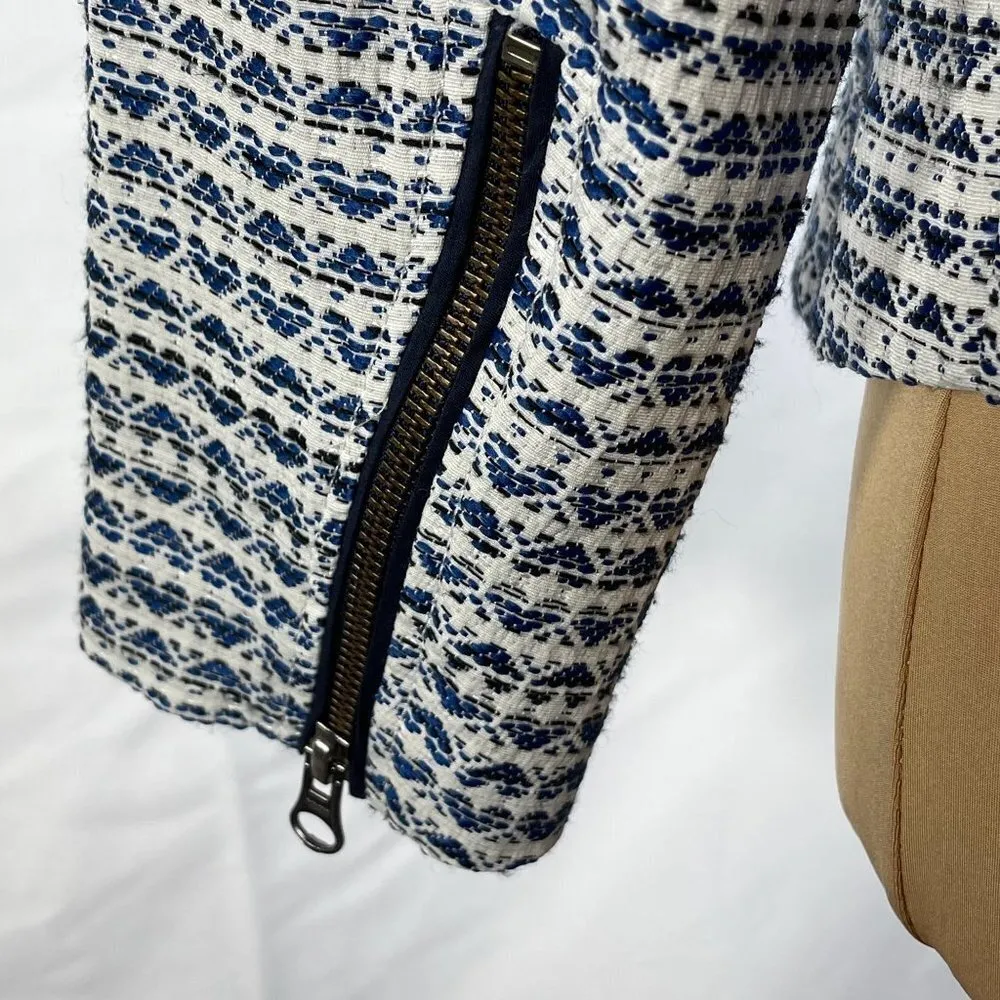 J.Crew Factory Blue White Moto Jacket S - Image 3