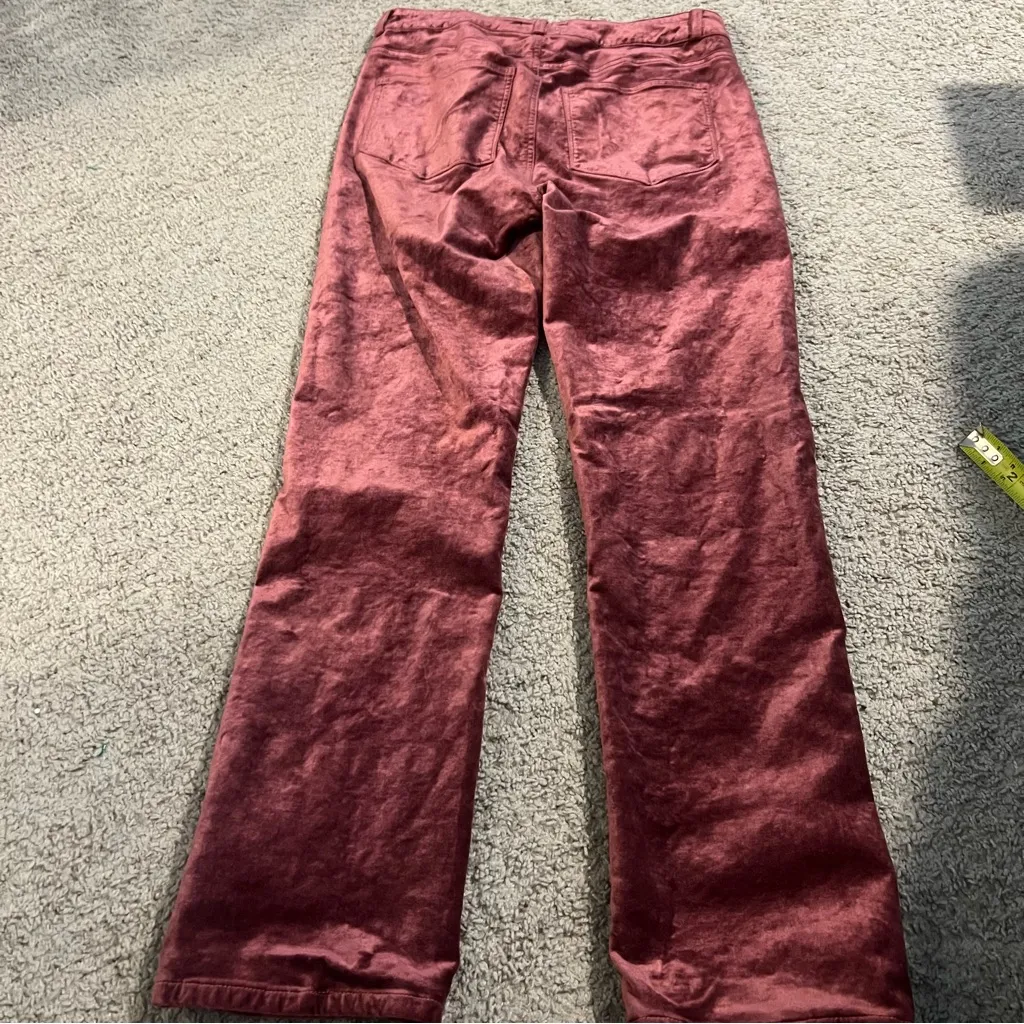 PAIGE Burgundy Velvet Pants 28 Y2K Disco Party Holiday Glam Flare Bootcut night - Image 6