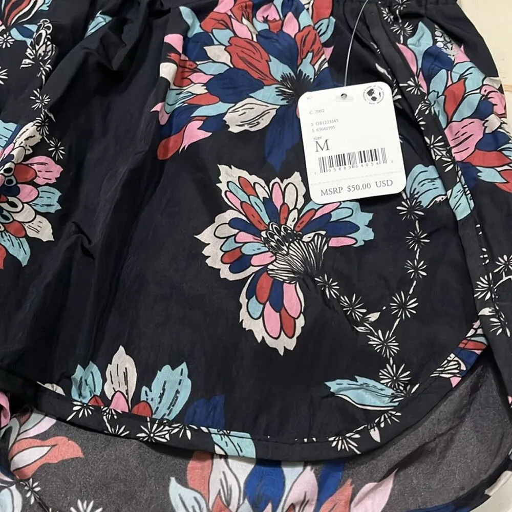 Free People Movement Running Shorts Women's Medium Floral The Way Home Black - Image 4