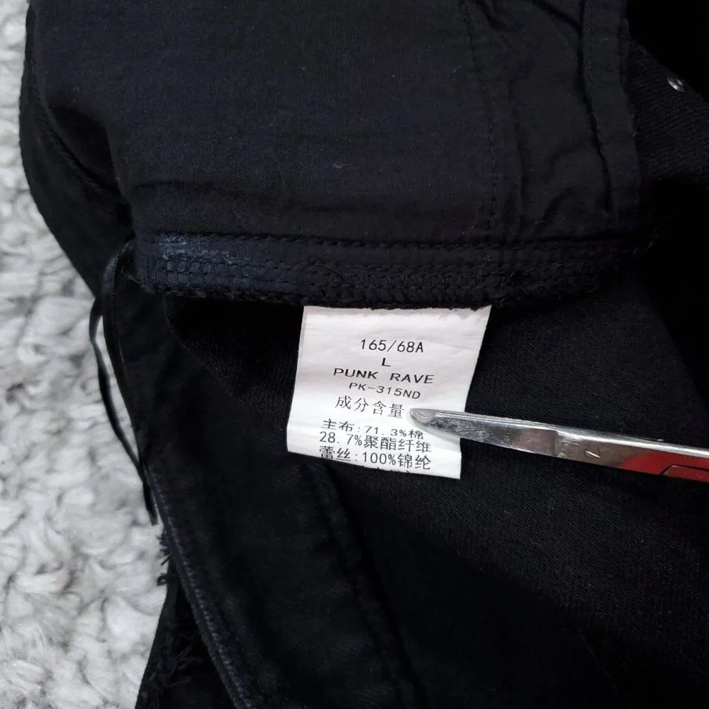 READ Punk Rave Studded Lace Overlay Black High Rise Denim Jean Shorts Cutoff Size undefined - Image 7