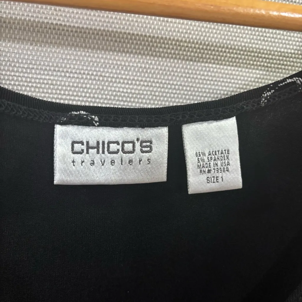 Chico's Travelers Black Abstract‎ Dress Scoop Neck Sleeveless Size 1 - Image 5