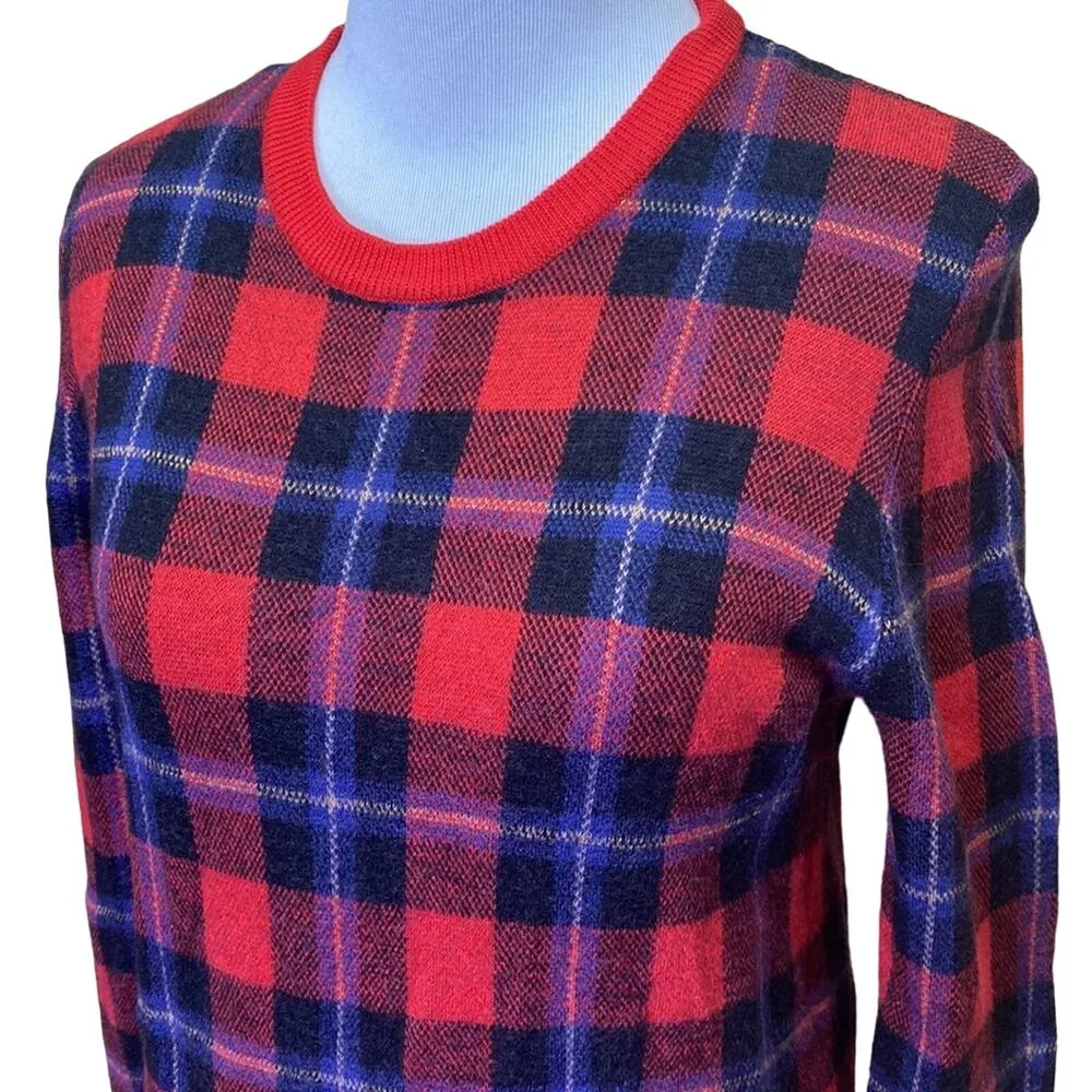 Equipment Femme Shane Intarsia Wool Plaid Sweater Size Medium - Image 3