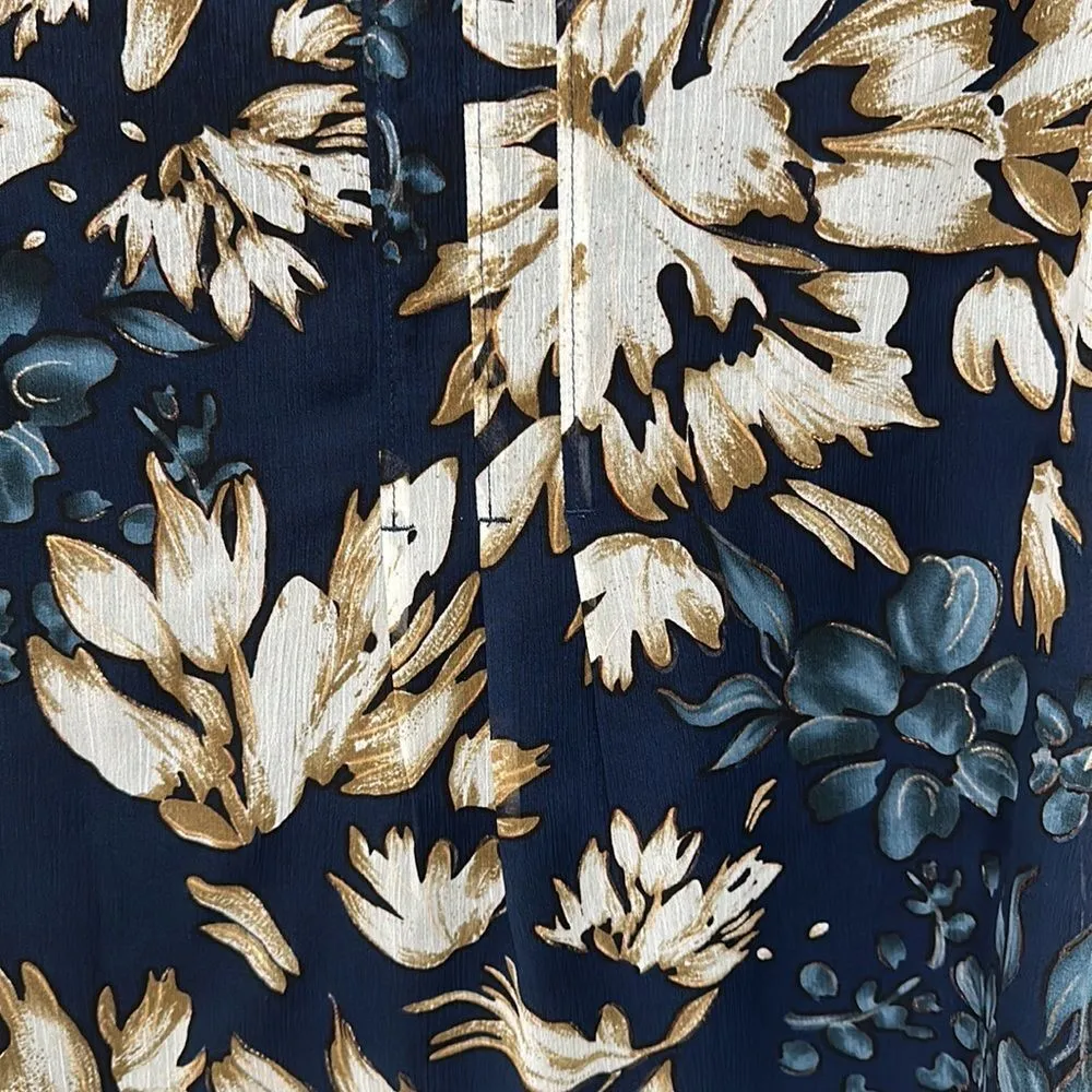 Pleated Blouse Floral Print Short Sleeve Sz PS - Image 7