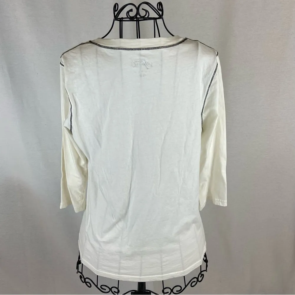 DKNY Donna Karan Y2K Cream Mint Green and Silver Design Size Medium Boho 2000s - Image 4
