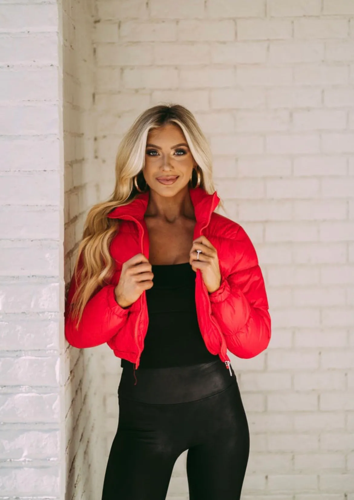 These Three Boutique red puffer jacket - Image 3
