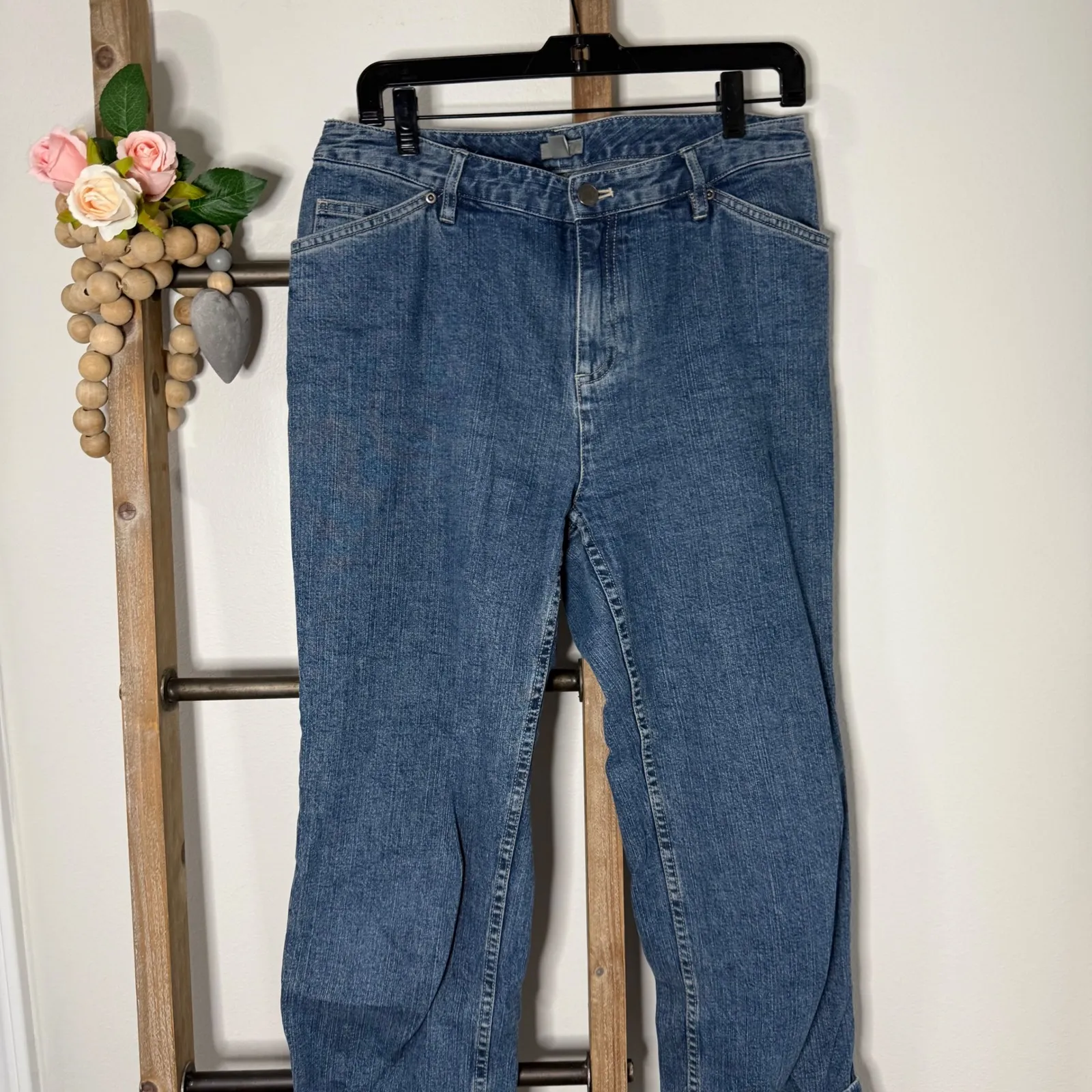 J Jill Stretch Denim Cropped Cuffed Jeans Blue Womens 8T Tall - Image 3