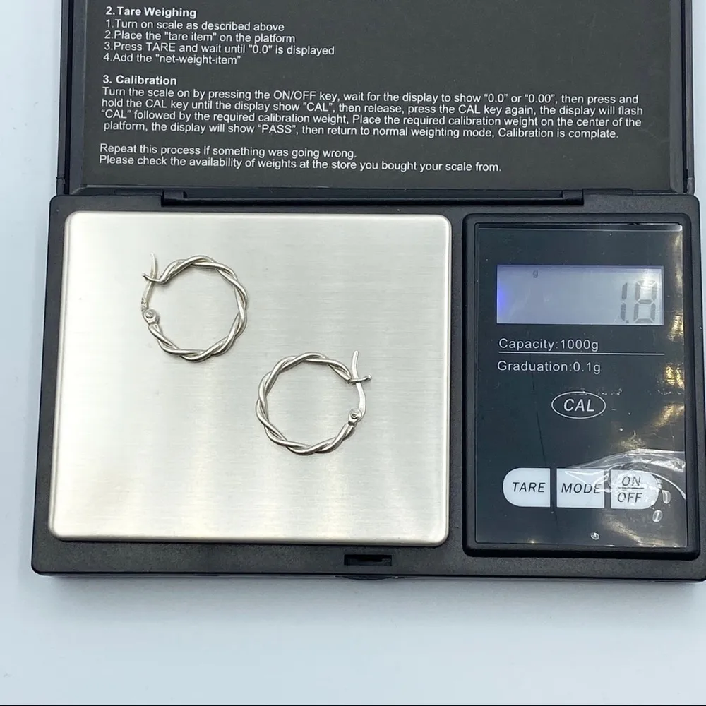 925 Silver Twisted Hoop Earrings - Image 3