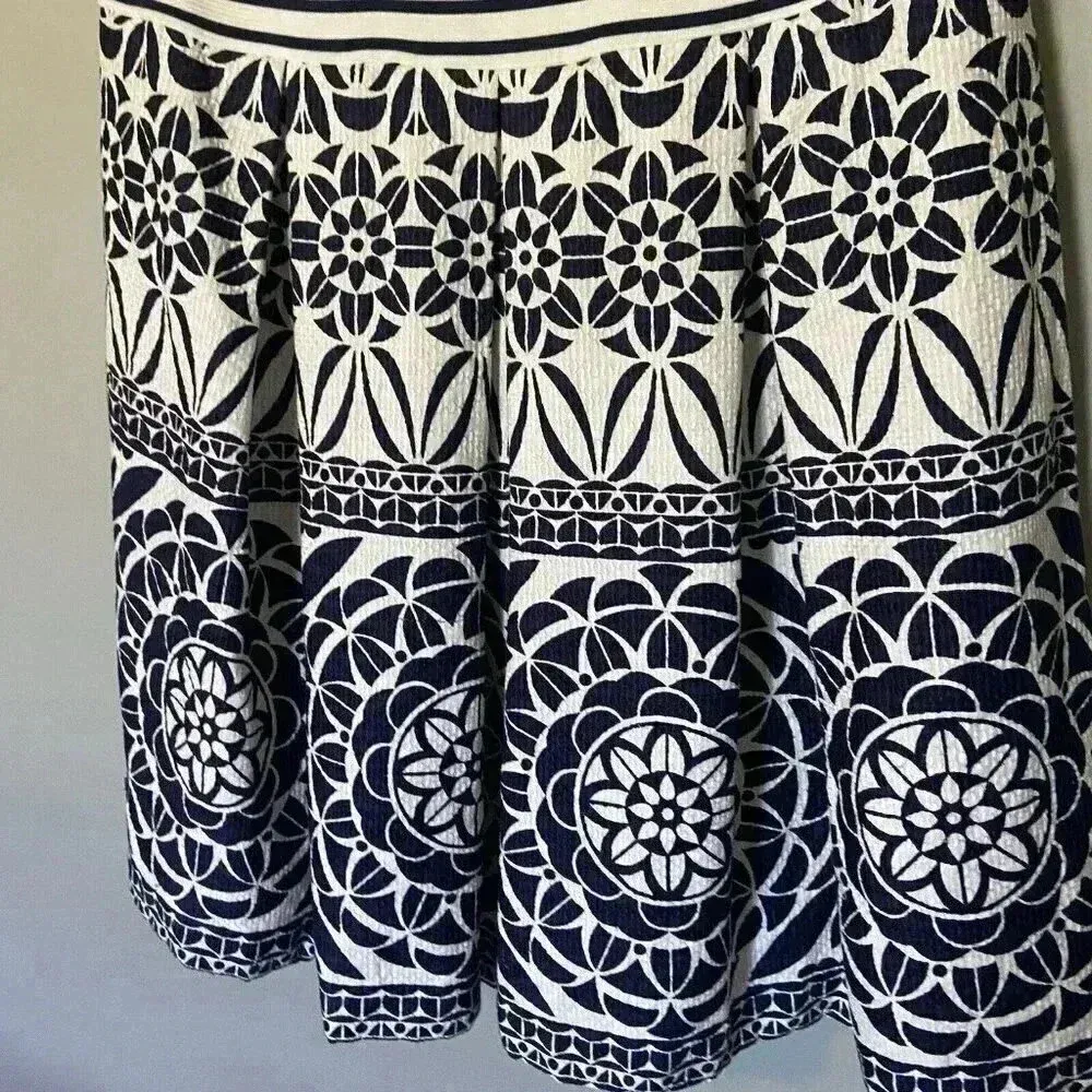 Just Taylor Size 14‎ Navy Blue/White Striped Floral Midi Sleeveless Dress Blue - Image 2