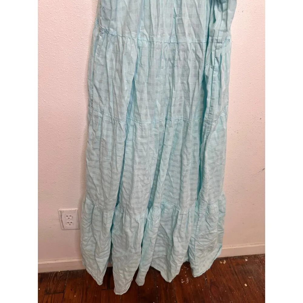 TRINA TURK Sky Blue 100% Cotton Halter Neck Sunglasses Maxi Dress Size XL - Image 7