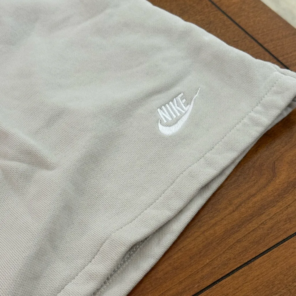 Nike Sportswear French Terry Lounge Shorts Women’s Large Beige Drawstring Swoosh - Image 3