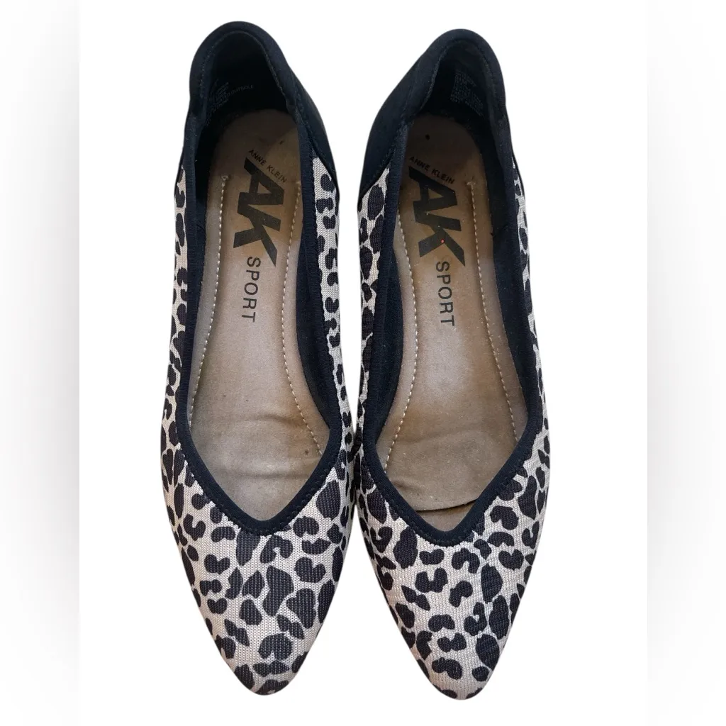 Anne Klein Sport Leopard Print Pointy Toe Ballet Flats Black Size 8.5 - Image 2