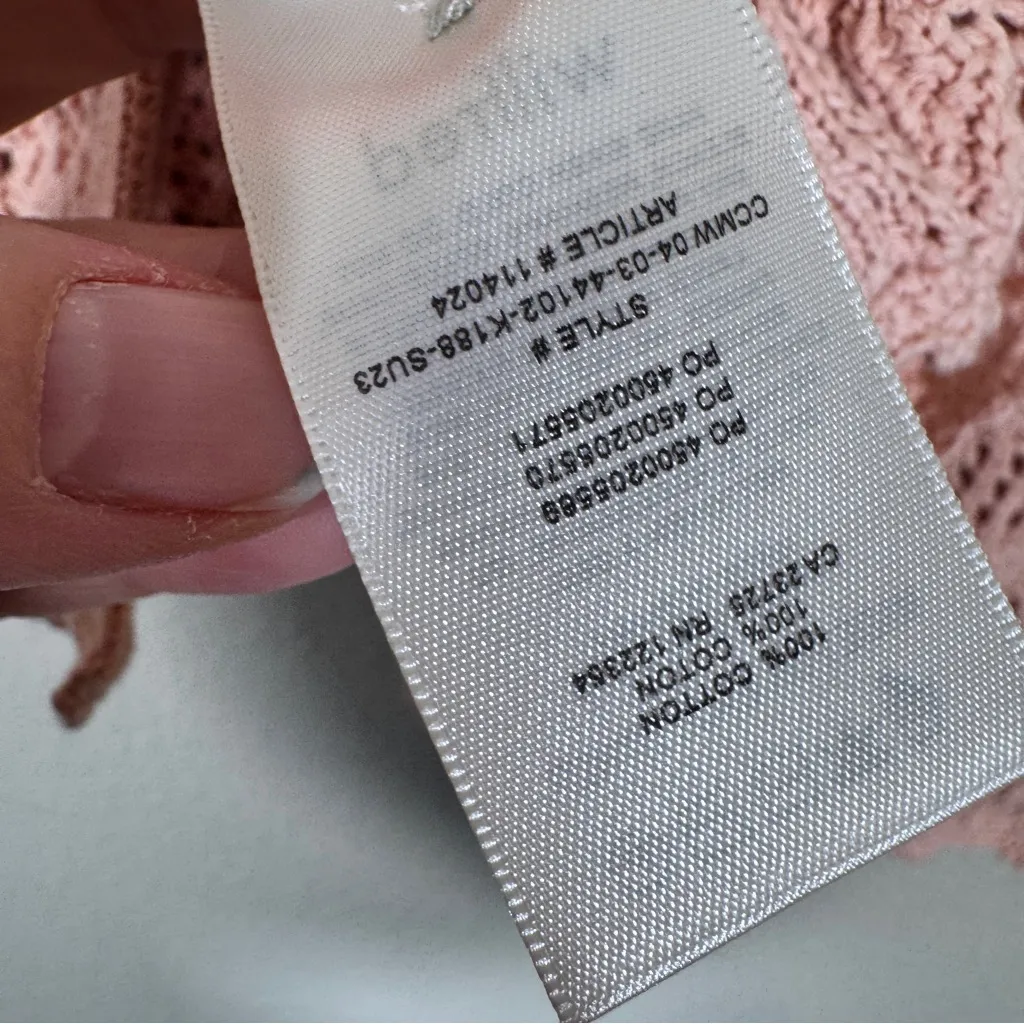 Wilfred Pink Crochet Open Knit Cardigan Sweater Womens M Fall Coquette Delicate - Image 7