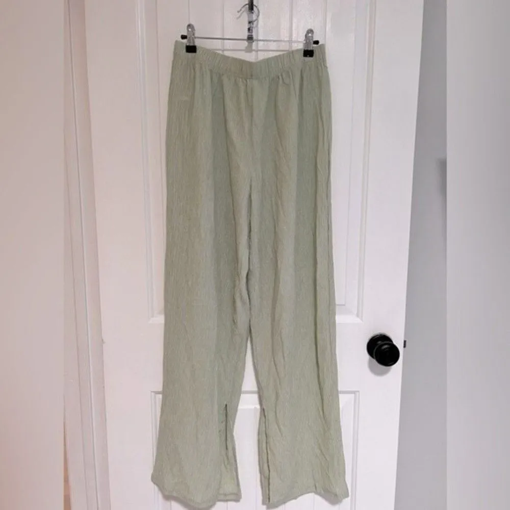 Mango Straight Lyocell Pants Pastel Green - Image 8
