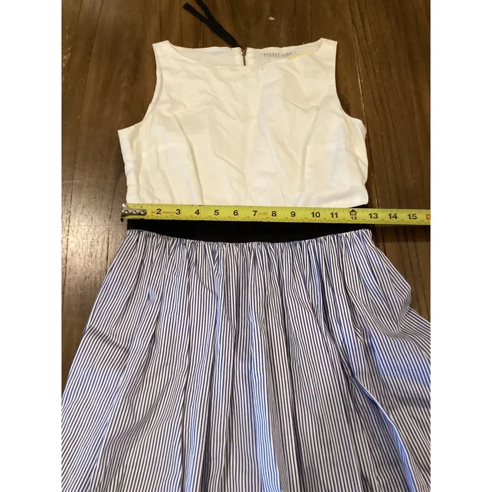 Broome Street Sleeveless Pinstripe Blue White Mini Dress Size 0 - Image 5